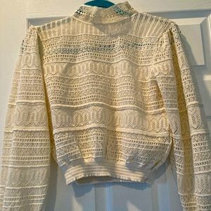 NEVER WORN cream lace turtle neck top